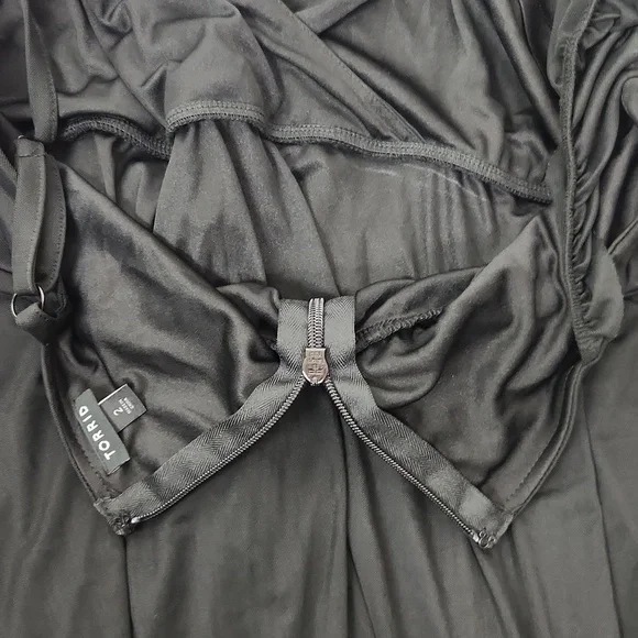 Torrid Midi Mesh Ruffle Black Dress - Picture 15 of 16